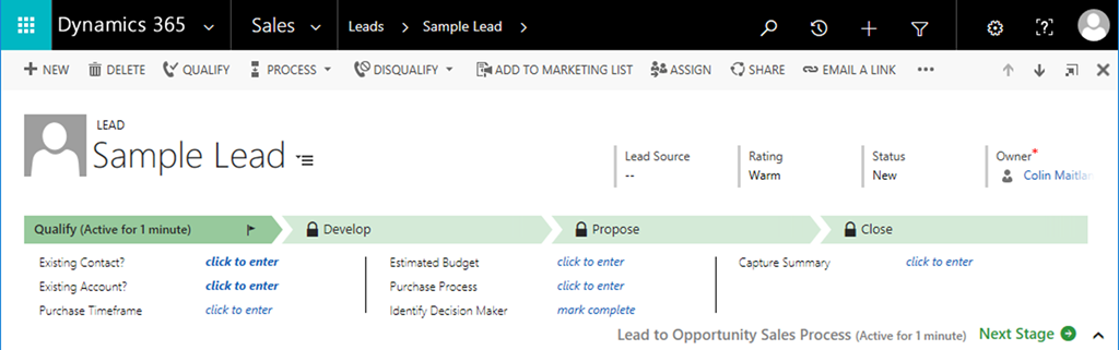Create Business Process Flow in Dynamics CRM